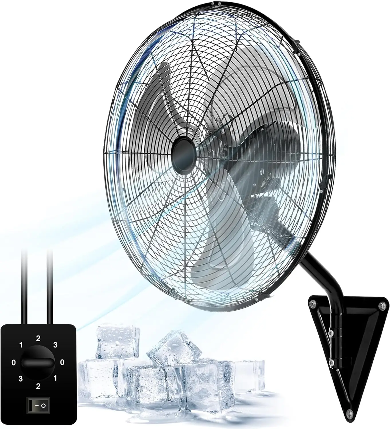 Ventilador de parede com alta velocidade para uso doméstico, ventilador industrial, 120 ° oscilante, 3 velocidades, 7000 CFM, 20"