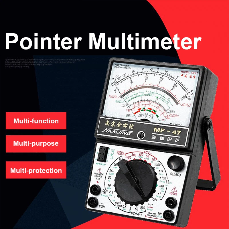 MF47 Pointer Multimeter Analog Display Pointer Meter DC/AC Voltage Current Tester Resistance Capacitance Meter with Buzzer