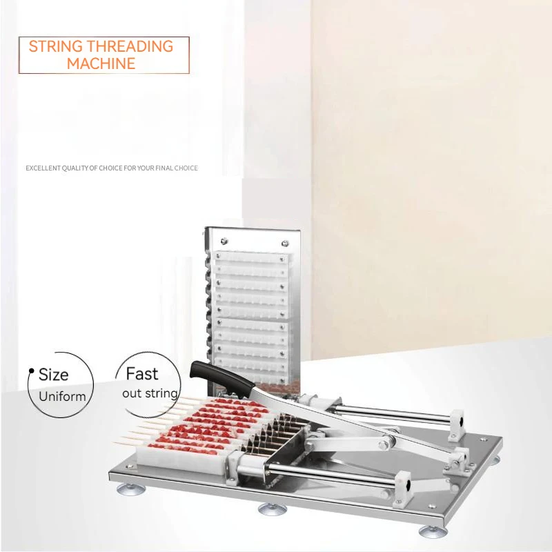 Manual BBQ Satay Stainless Steel Skewer Machine Mutton Kebab Lamb Skewer Tools Doner Kebab Meat Wear String Machine