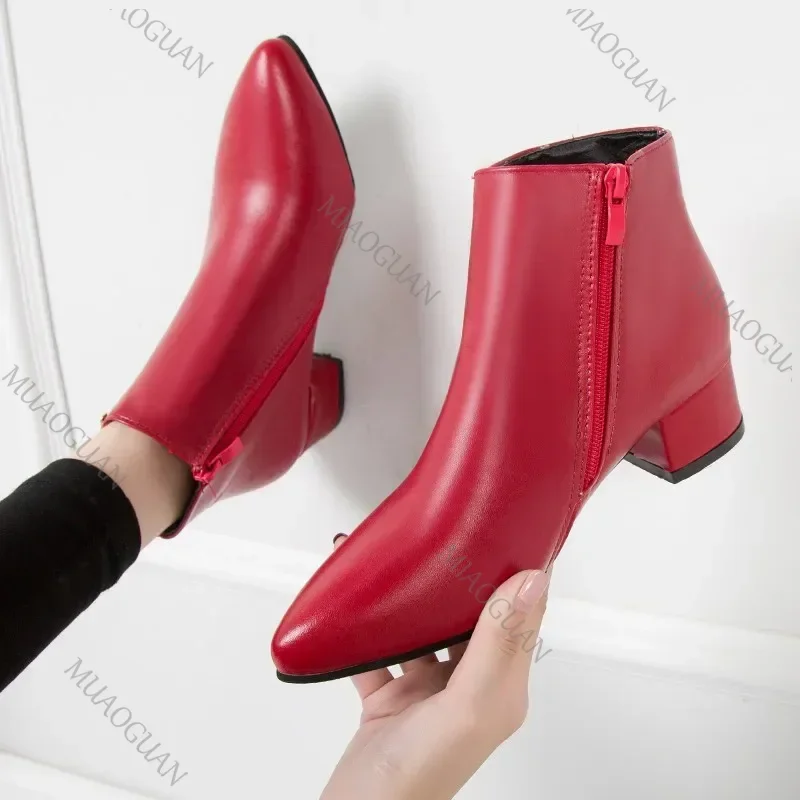 Damen-Stiefeletten aus PU-Leder mit spitzer Zehenpartie und hohem Absatz, seitlicher Reißverschluss, lässige Büroschuhe_voghion.com
