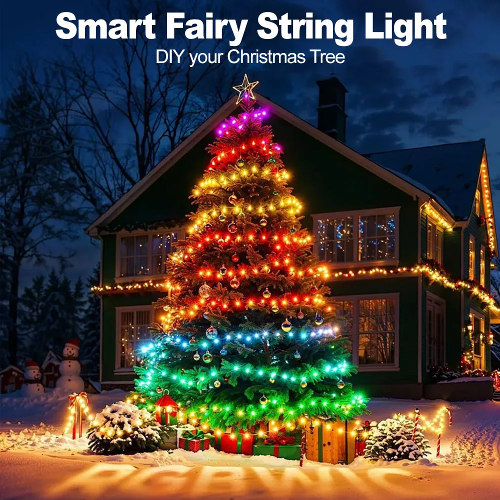 20 متر أضواء شجرة عيد الميلاد الجنية سلسلة أضواء ث/تطبيق التحكم مزامنة الموسيقى 12 طرق IP65 مقاوم للماء USB بالطاقة لعيد الميلاد ديكور المنزل #1
