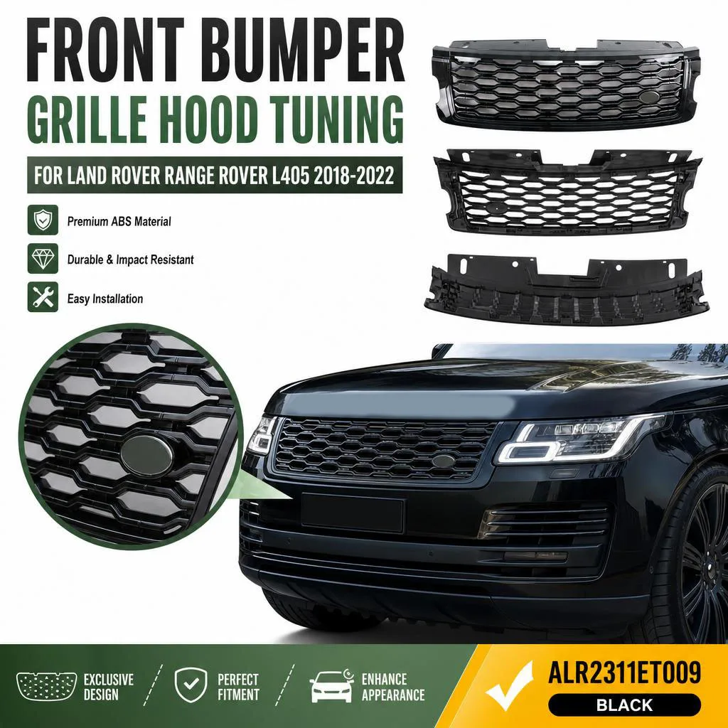 Front Bumper Grille Hood Tuning For Land Rover Range Rover L405 2018-2022 ALR2311ET009 Black Exterior Accessorie