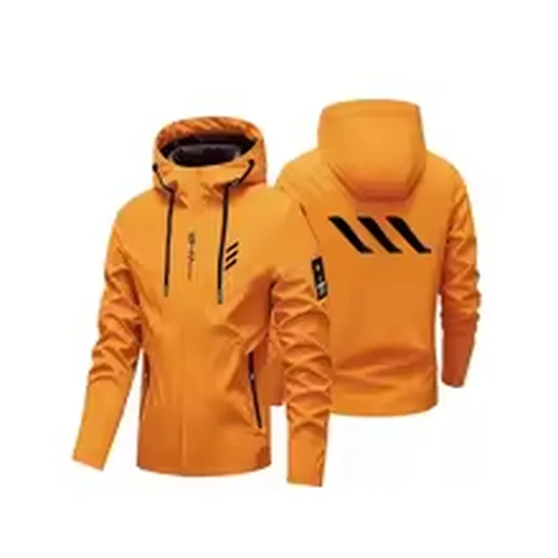 Men Hooded Outdoor Jacket 2026 Spring Autumn Waterproof Windproof Full Zip Coat Hiking Cycling Casual Outerwear