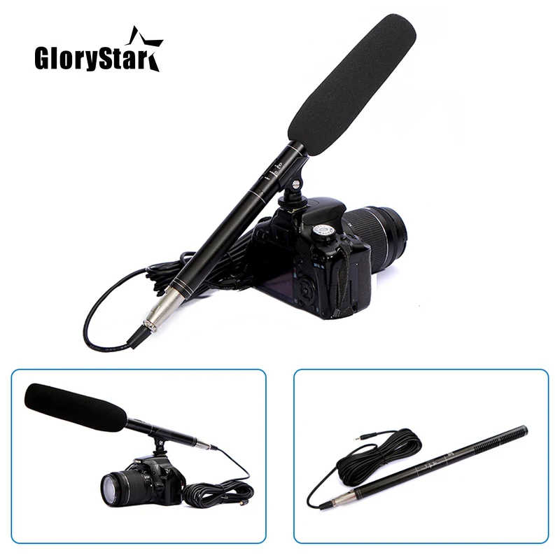 2 in1 Phone Interview Shotgun Microphone Directional Camera Recording Video Mic for iPhone Samsung Nikon Canon DSLR DV Condenser