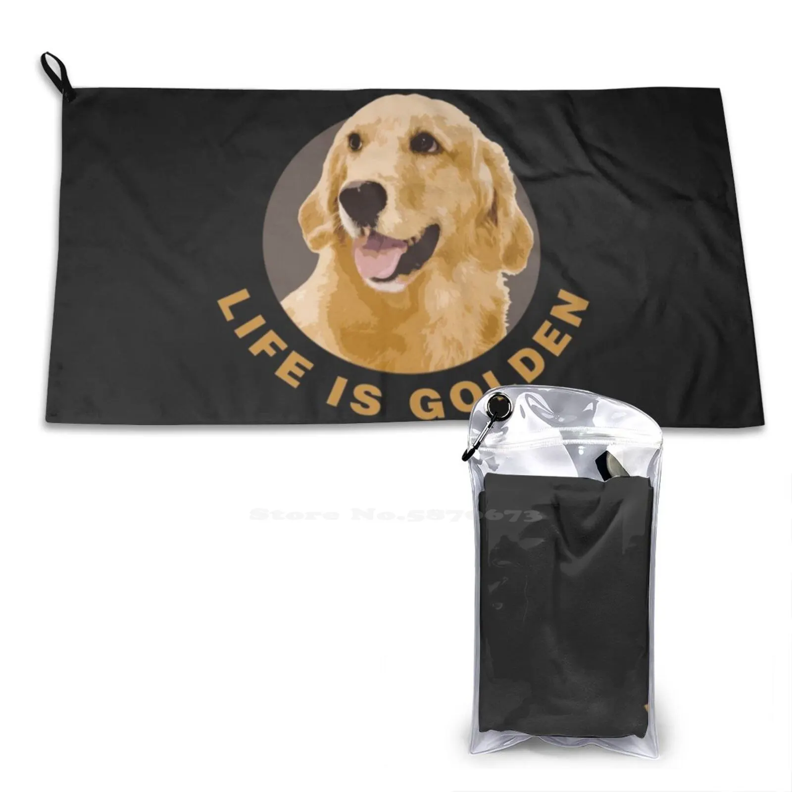 

Life Is Golden , Retriever That Is Gym Outdoor Sports Fitness Towel Bath Washcloth Golden Retriever Mom Golden Retriever Rescue