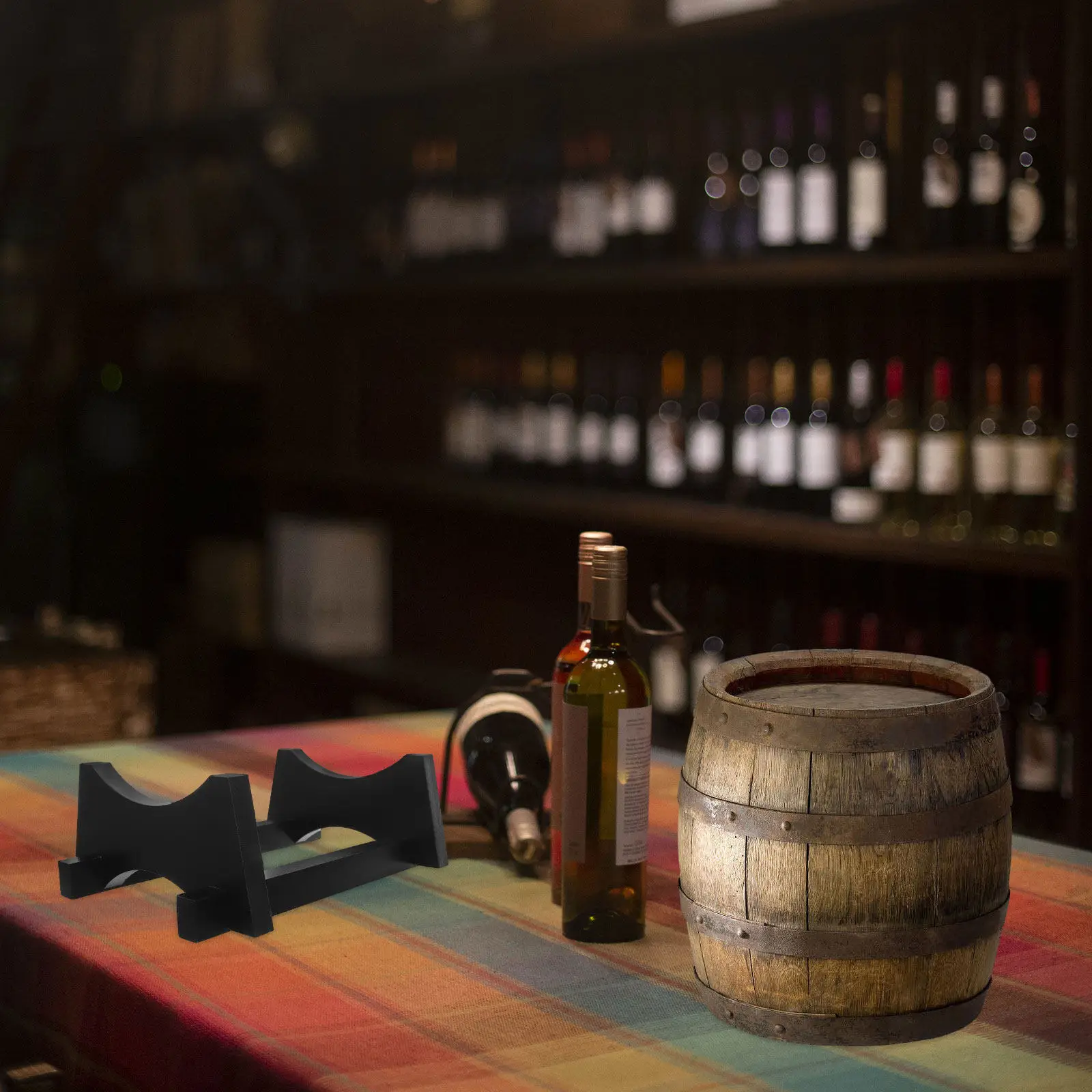 Wooden Oak Aging Barrel Stand Red Wine Bucket Rack Beer Beverage Holder Countertop Whiskey Juice Water Dispenser Storage