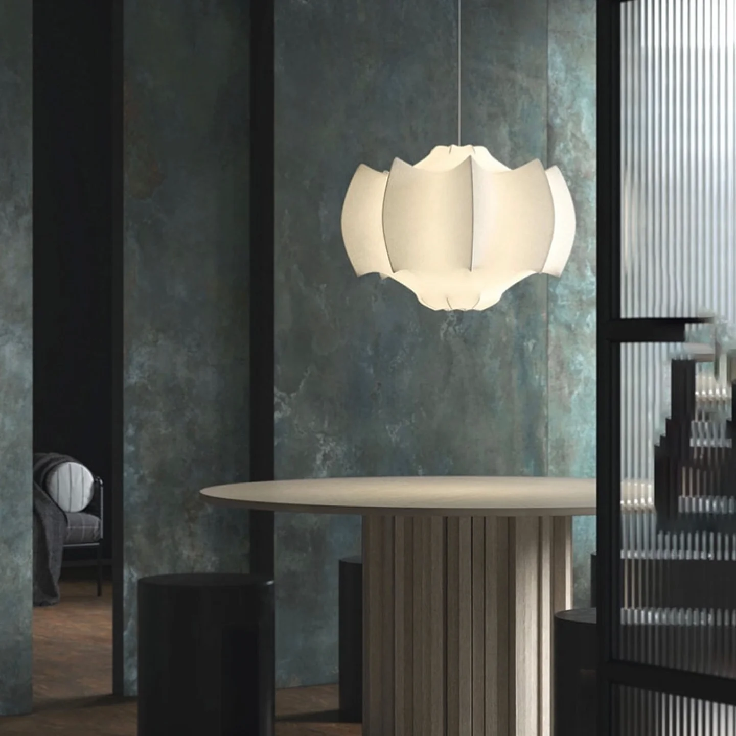 

Modern minimalist creative petal silk art chandelier Nordic designer bedroom restaurant bar light