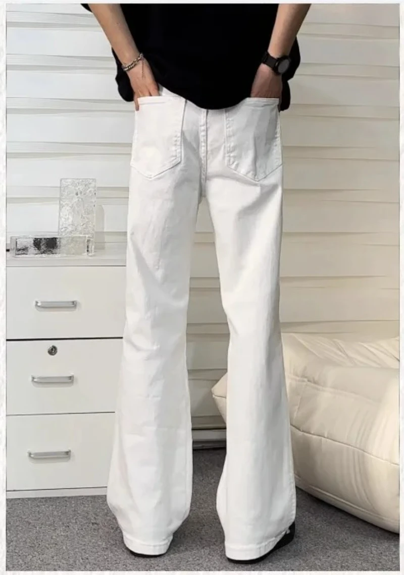 

American Wide-leg Straight Jeans Men Loose Casual Denim Trousers Neutral White Jeans Streetwear Pure Color Men Women Jeans Pants