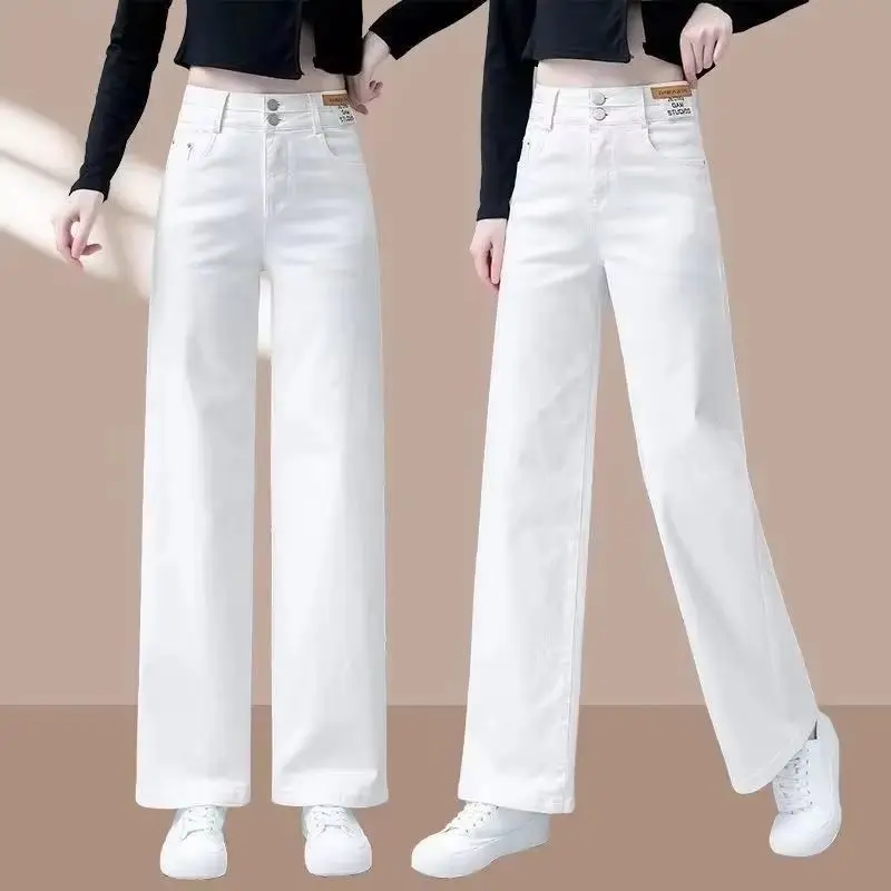 

Korean Autumn Wide-leg Pants Women New High-waist Loose Jeans Ladies Casual Straight Denim Pants Female Casual Lady Trousers