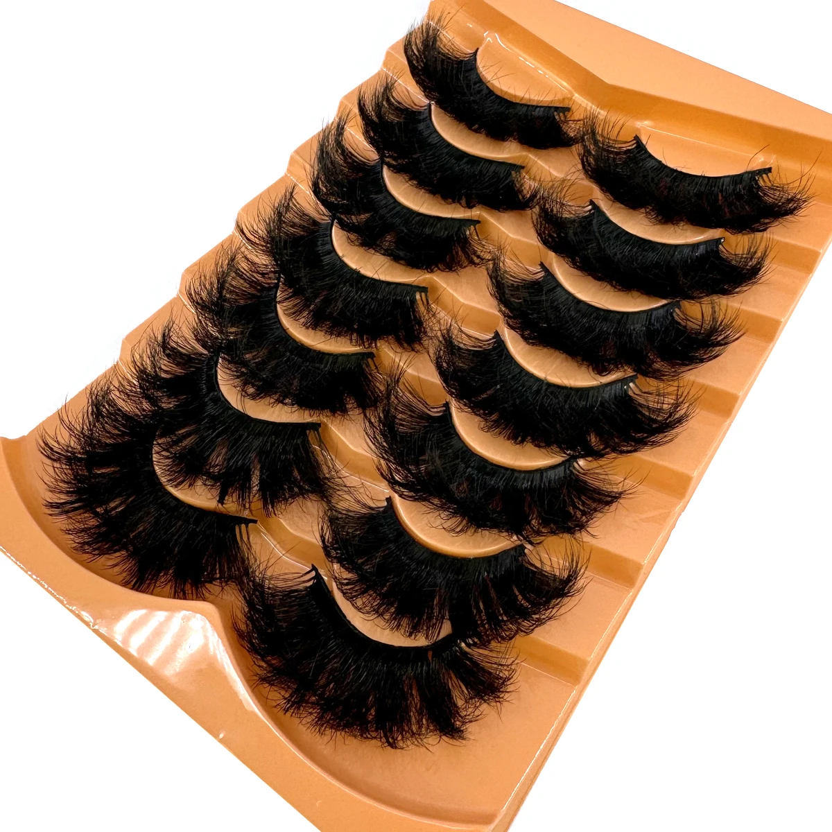 7 Pairs 25mm 8D Faux Mink Lashes Bulk Fluffy Natural False Eyelashes Thick Dramatic Faux Mink Eyelashes Makeup tools Wholesale