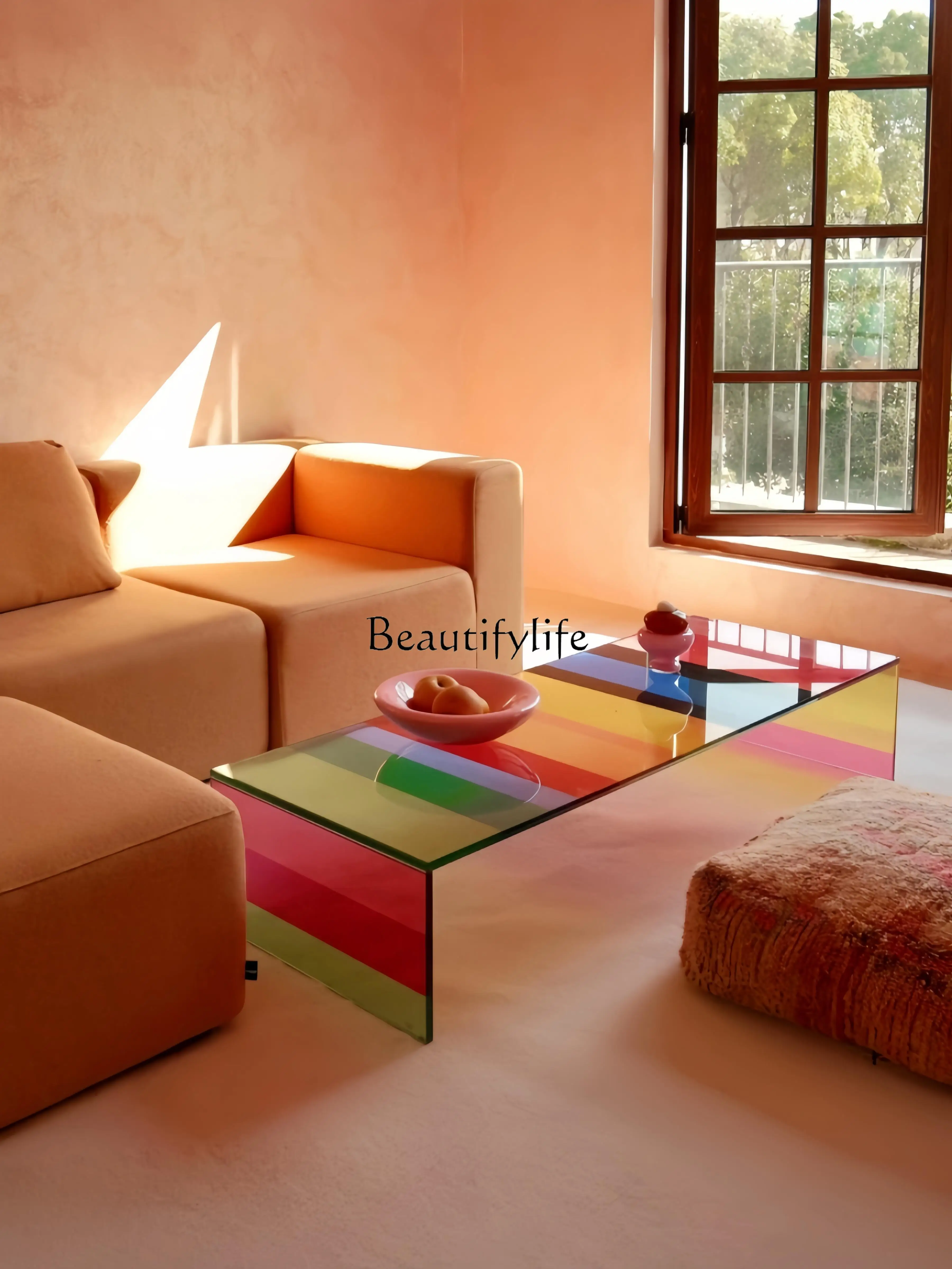 

Rainbow Coffee Table Living Room Designer Furniture Glass Bay Window Tatami Tea Table