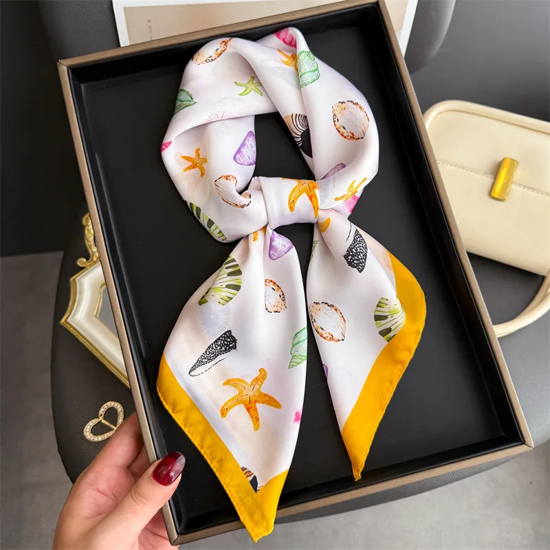 

New Soft Satin Print Scarf Women Scarves Bandana Hijab Neckerchief Shawl Kerchief Summer Hair Band Foulard Lady