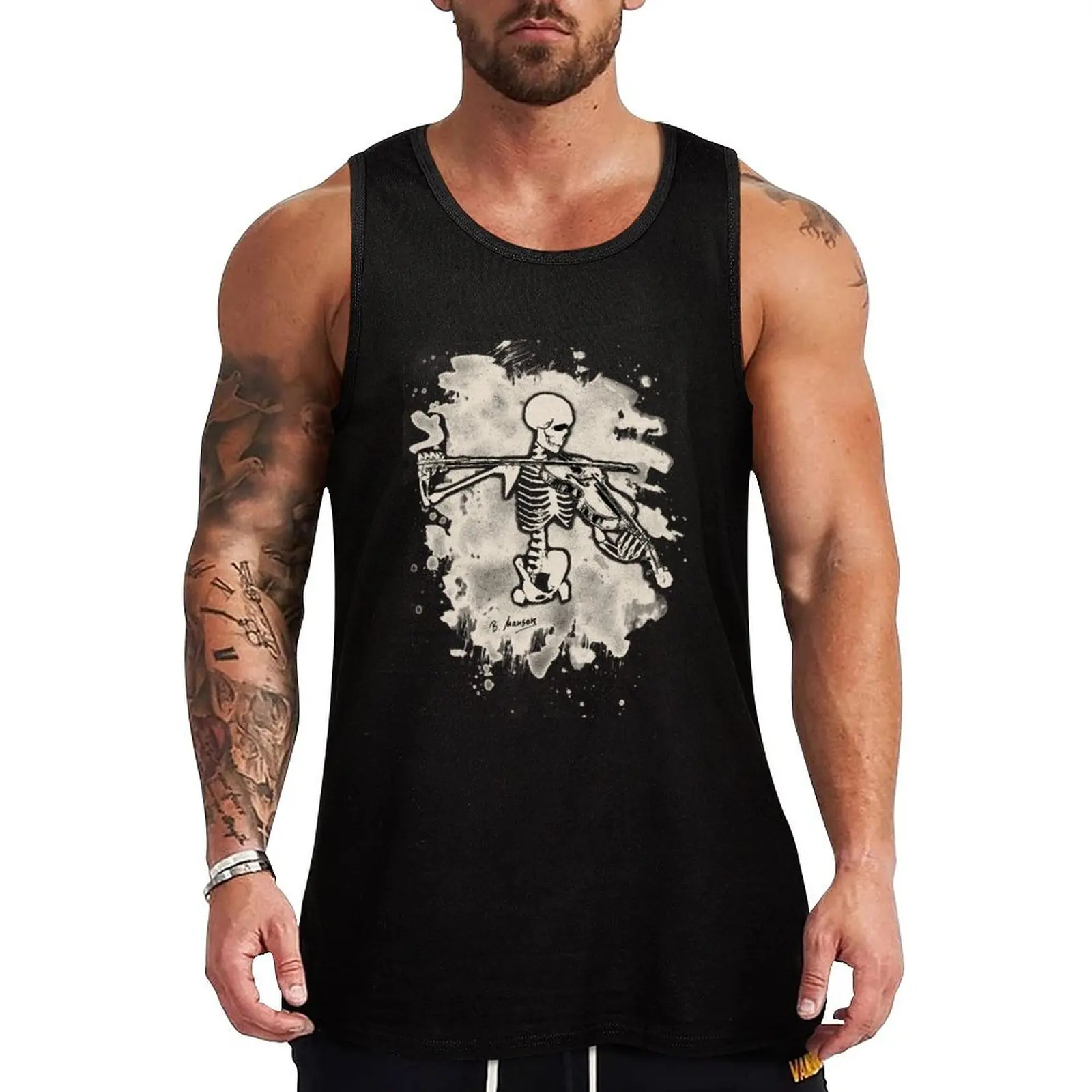 Bone violin - bleached cream white Tank Top Industrial Work Tank Top Durable Sleeveless Top