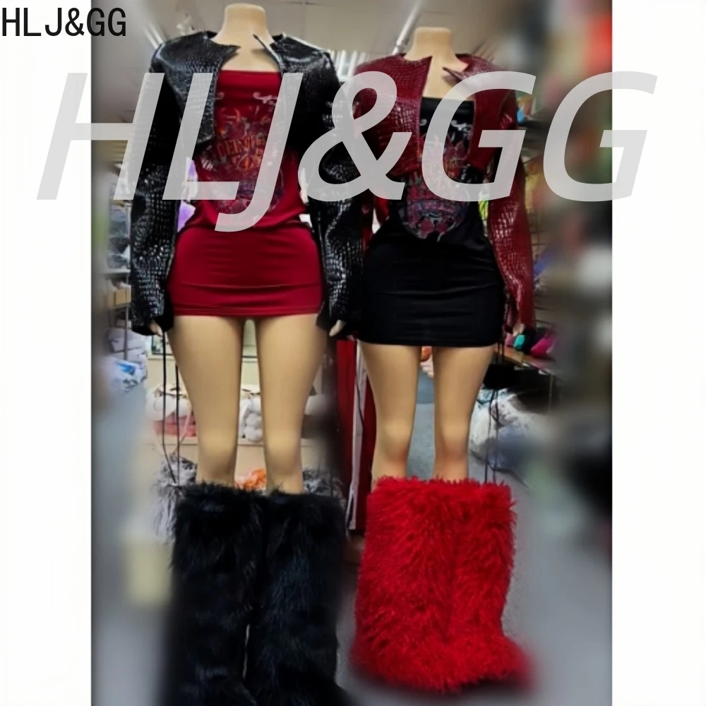 

HLJ&GG Y2K Fashion Pattern Print Bodycon Mini Dress Two Piece Sets Women Long Sleeve Crop Coat And Hollow Bandage Dress Outfits