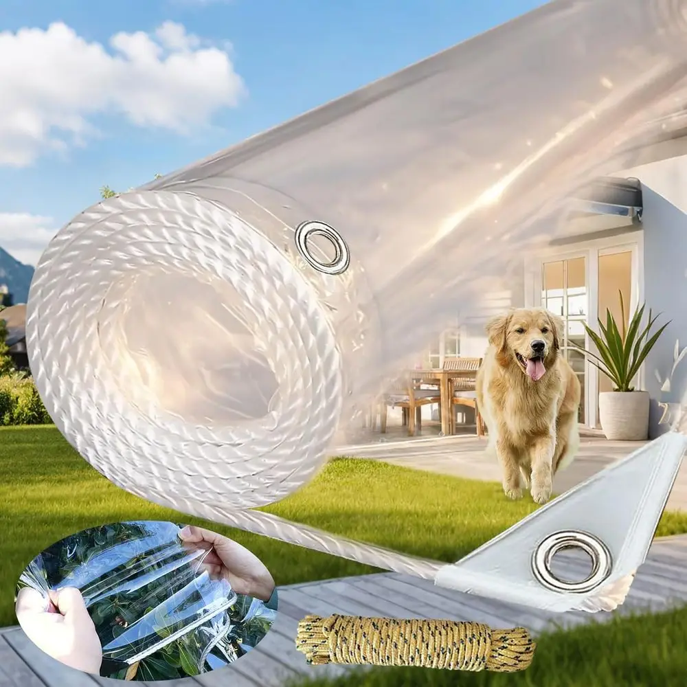 

Прозрачные тенты-покрытия для тяжелых условий эксплуатации, водонепроницаемые, 7' x 10', прозрачные пластиковые тенты с люверсами, прозрачные виниловые тенты для улицы и сада, защита от дождя