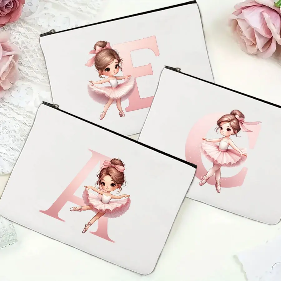 Balle Girl Printed Cosmetic Bag Women 26 Letters Alphabet Make Up Bag Portable Travel Bags Organizer Pouch Handbags Zipper Purse
