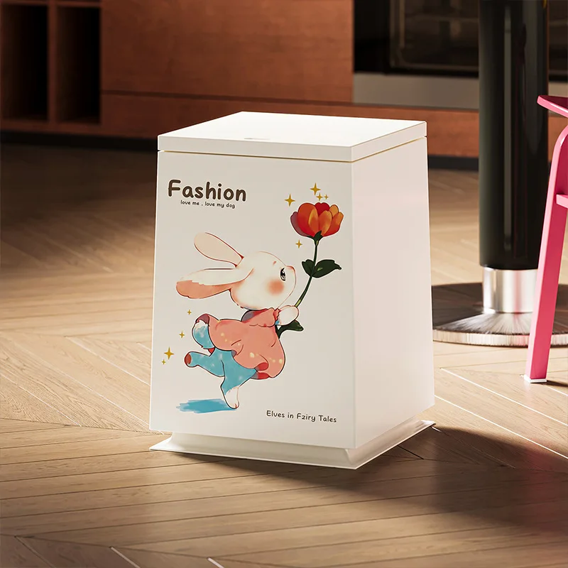 

New Model with Lid Waste Bin Living Room Toilet Bathroom Bedroom Large Garbage Waste Bin Cute High-appearation Home Basurero JTW