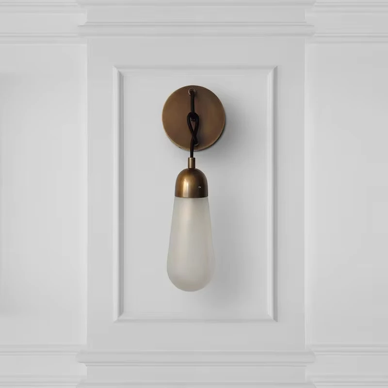 Creative droplet shaped energy-saving wall lamp, retro style all copper glass pendant lamp, indoor lighting fixtures ZY601SQ