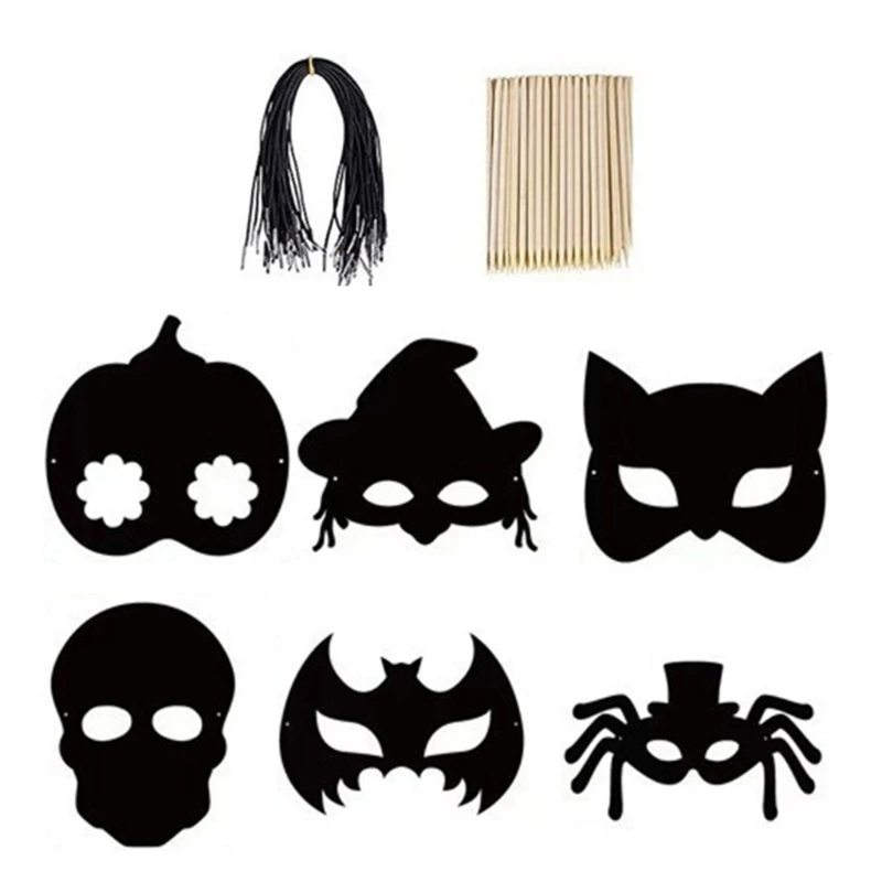 Conjunto 6 máscaras criativas arco-íris para jogos fantasia festa Halloween