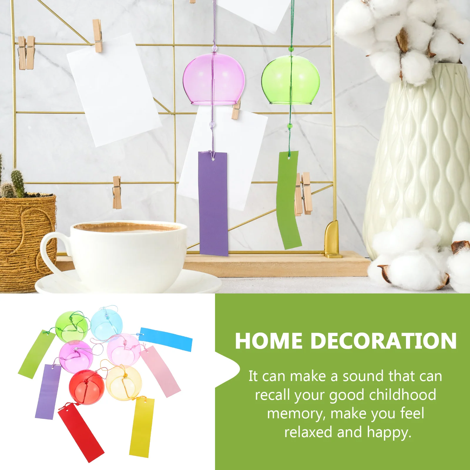 

6Pcs Clear Glass Wind Chimes Decorative Hanging Wind Bells for Garden Balcony Outdoor Home Window Decor Wedding Hanging Decor