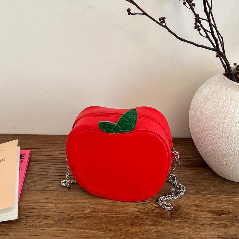 2026 Cute Green Apple Shape Crossbody Bag Design Sense Fashion Funny Kawaii Chain Strap Mini Purse for Women