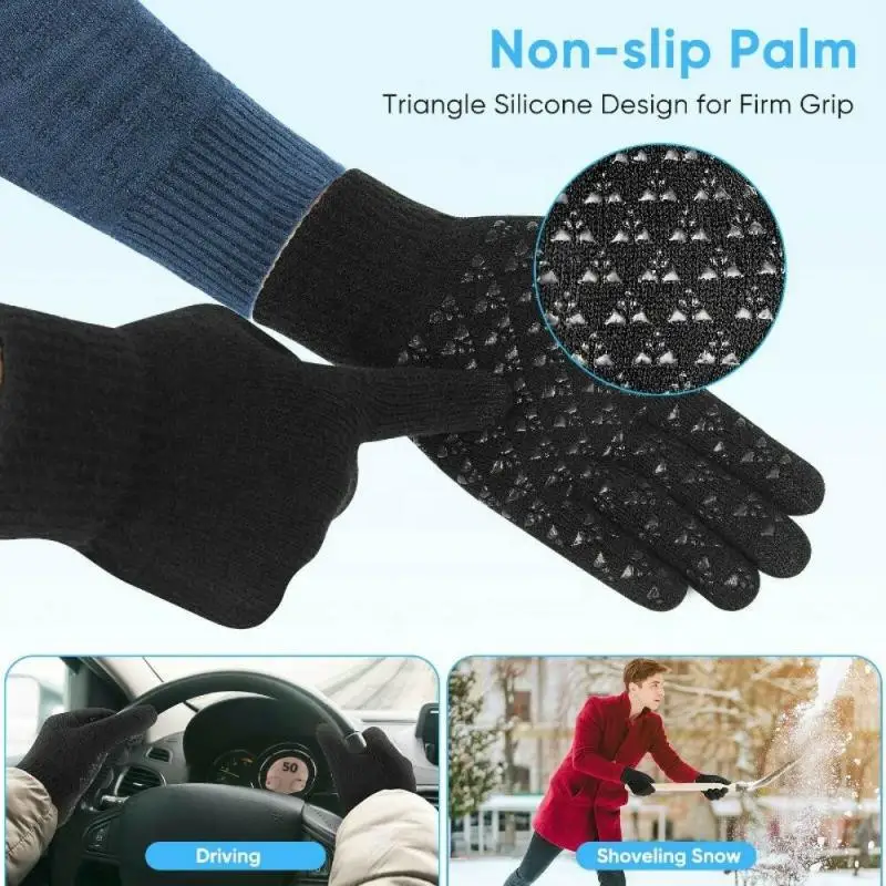 Winter Gloves Women Men Warm Winter Touch Screen Gloves Stretch Classical Knit Mittens Full Finger Outdoor Cycling Driving Glove