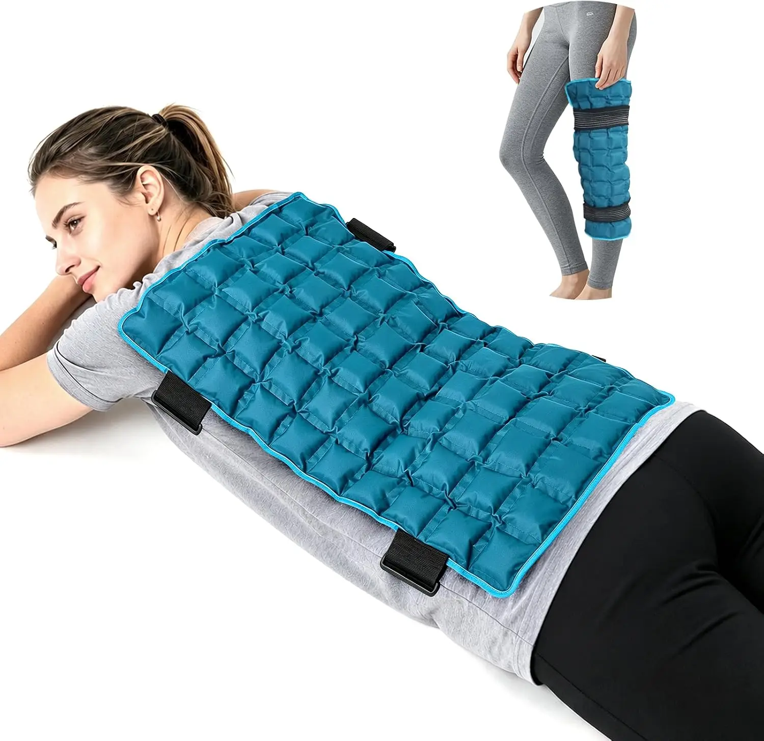 Extra Large Ice Pack for Full Back, Reusable Hot & Cold Compress Oversized Cold Pack Long-Lasting Cooling With Adjustable Strap