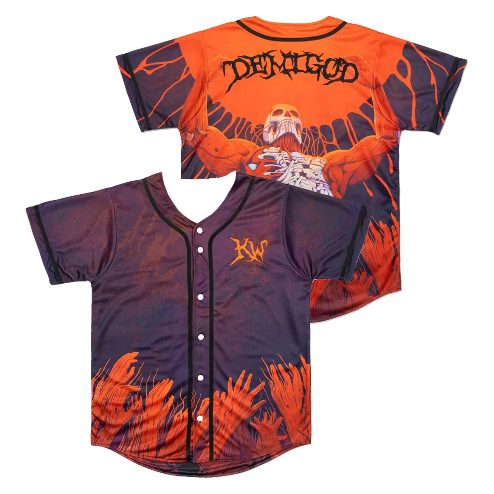 

Kai Wachi Rise of The Demigod Baseball Jersey Music Festival Short Sleeve Button-Down Shirts Women Men Streetwear Tops