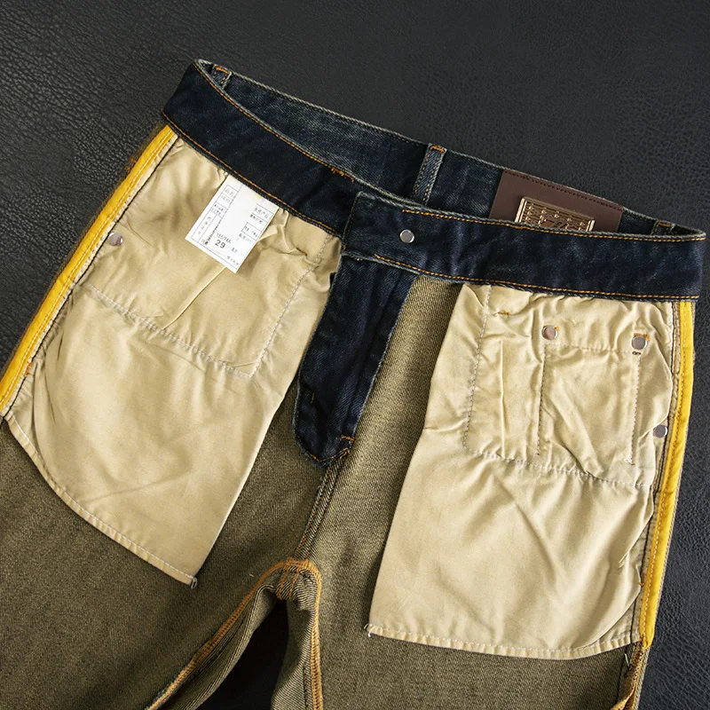 High end retro washed denim jeans for men's autumn and winter casual slim fit elastic small straight leg fashionable pants