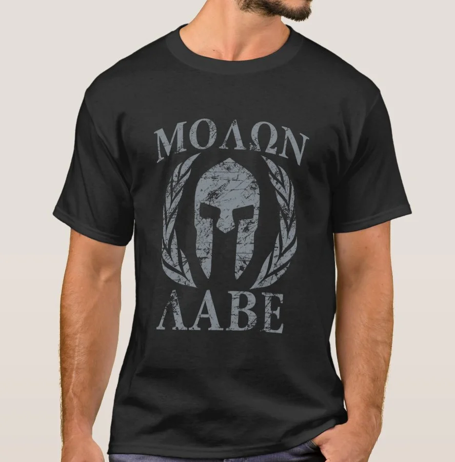 Molon Labe Spartan Warrior Armor Laurels Helmet T Shirt. Short Sleeve 100% Cotton Casual T-shirts Loose Top Size S-3XL