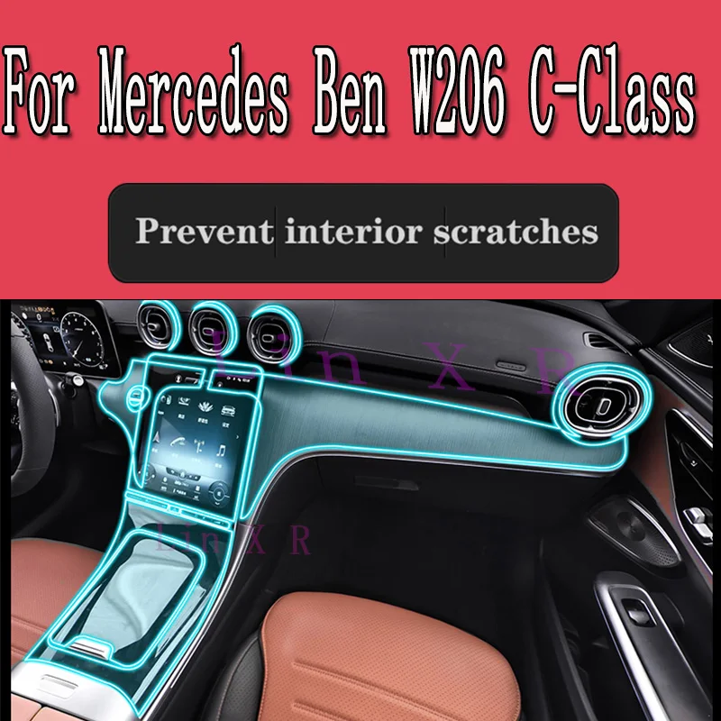 

For Mercedes-Benz C-Class W206 2022 Car Interior Center console Transparent TPU Protective film Anti scratch Accessorie Refit