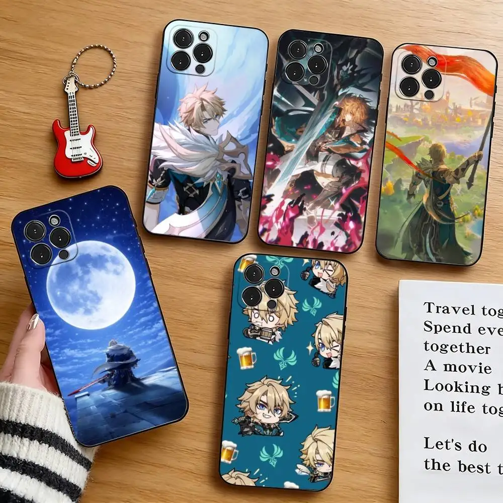 

Genshin V-Varka Phone Case For iPhone 17,16,15,14,13,12,11 Plus,Pro Max,XS,Soft Silicone Black Cover