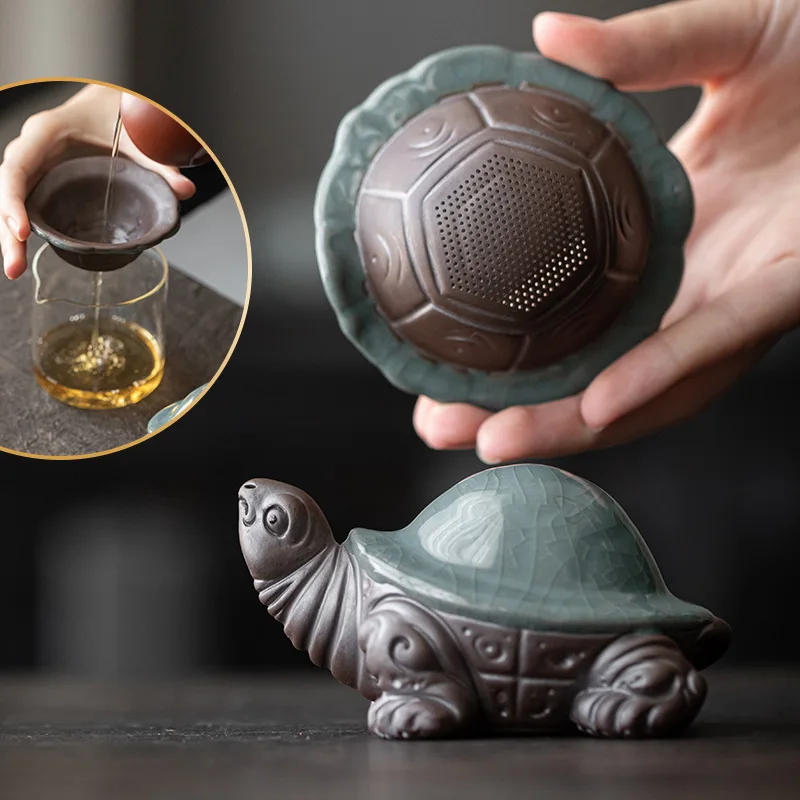 Little Turtle Ceramic Crafts, All Ceramic Integrated Tea Filter Kung Fu Tea Set