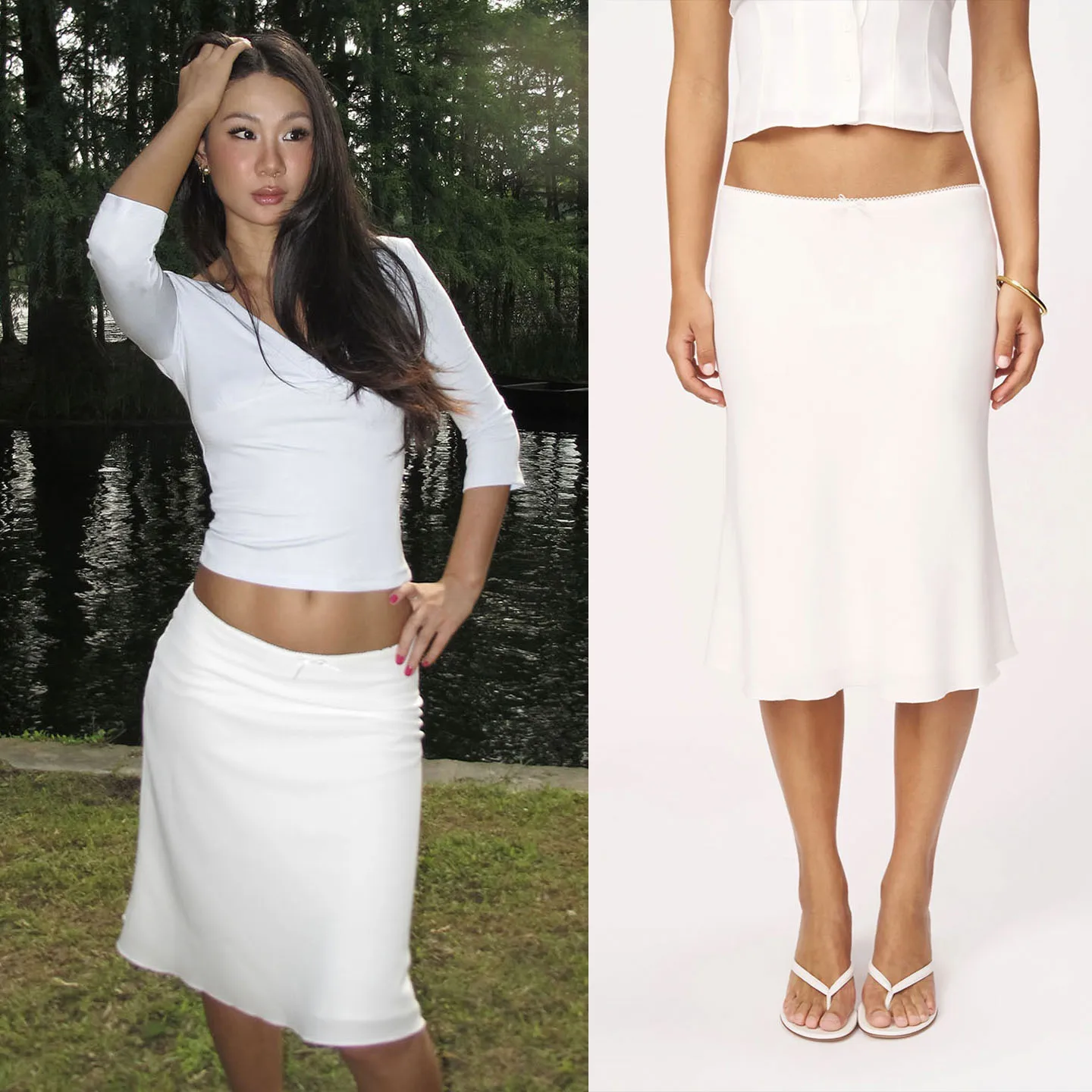 Guz High-Grade Lace A-Shaped Skirt Solid Color Minimalist Cleanfit Low Waist Slim Fit Design for Elegant Fashion