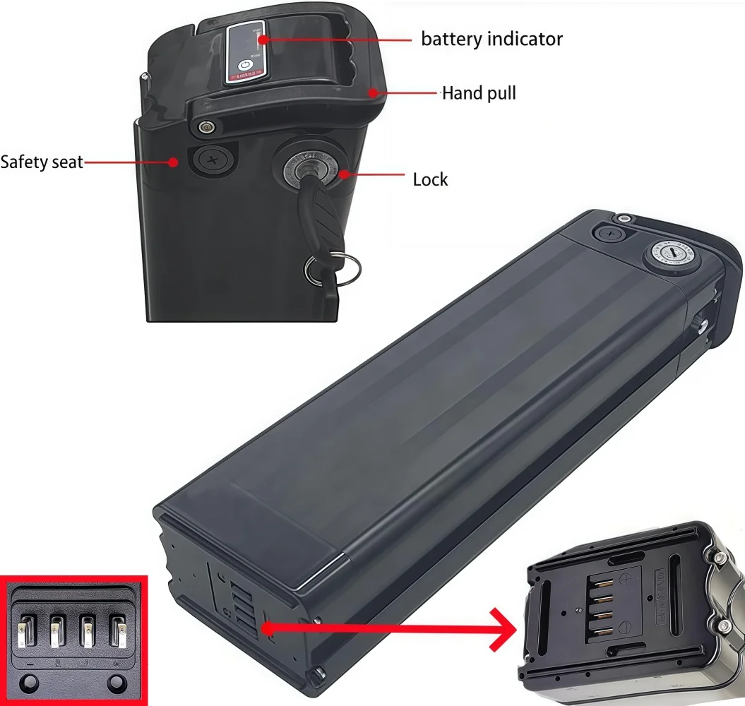 

36V 48V Silverfish Folding Battery 13Ah-20Ah, Bottom Discharge Lithium-ion for JINGHMA Electric cooter, BMS Protection.