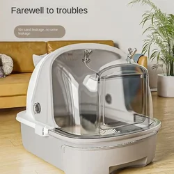 Extra Cat Large Litter Box Fully Enclosed Toilet for Cat Convenient Drawer Cats' Sandbox Visible Cat Crate Transparent