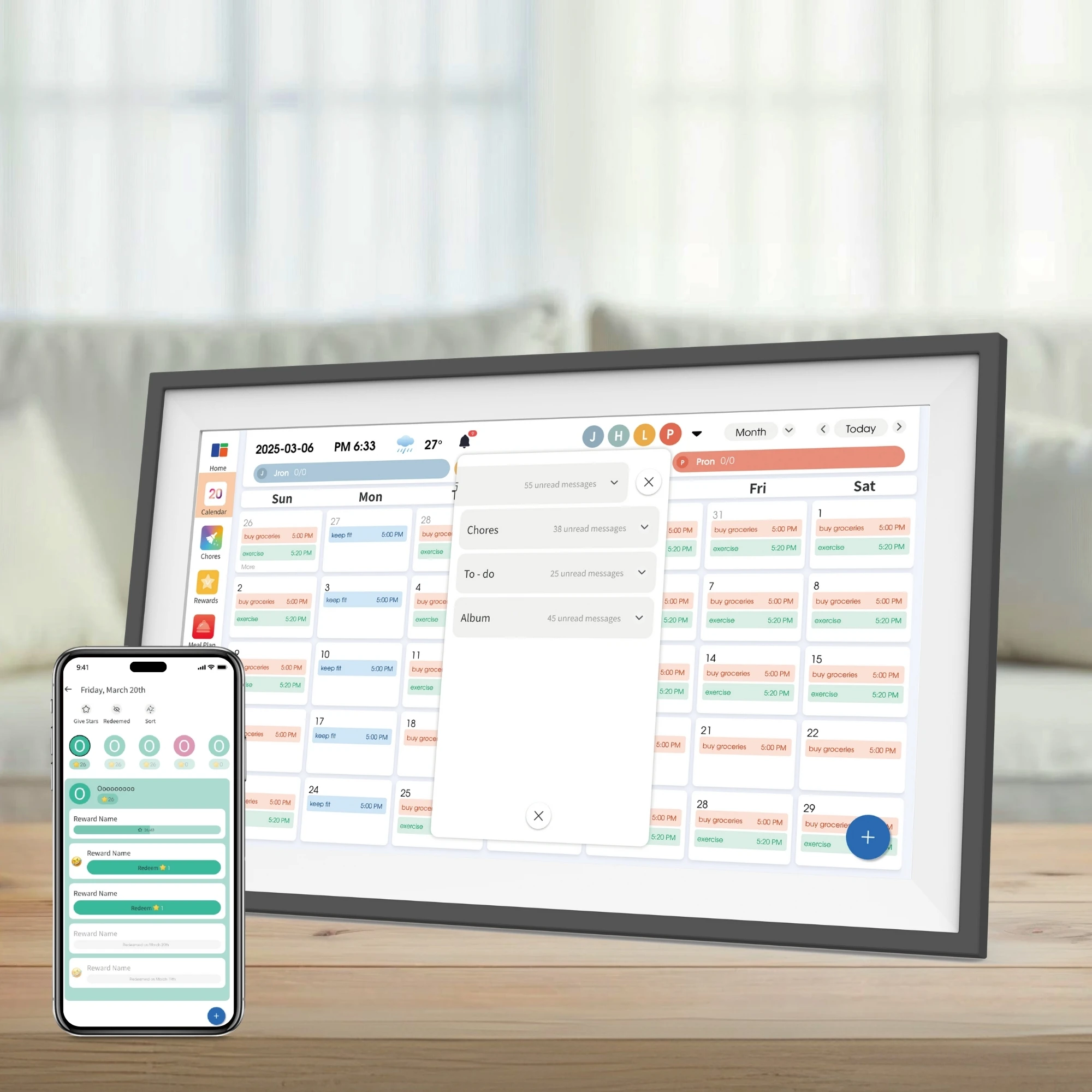 

15.6-Inch Smart Digital Desktop Calendar Touch Screen Android 14 4 + 64GB 365-day Display Reminder/clock Plastic Video Playback