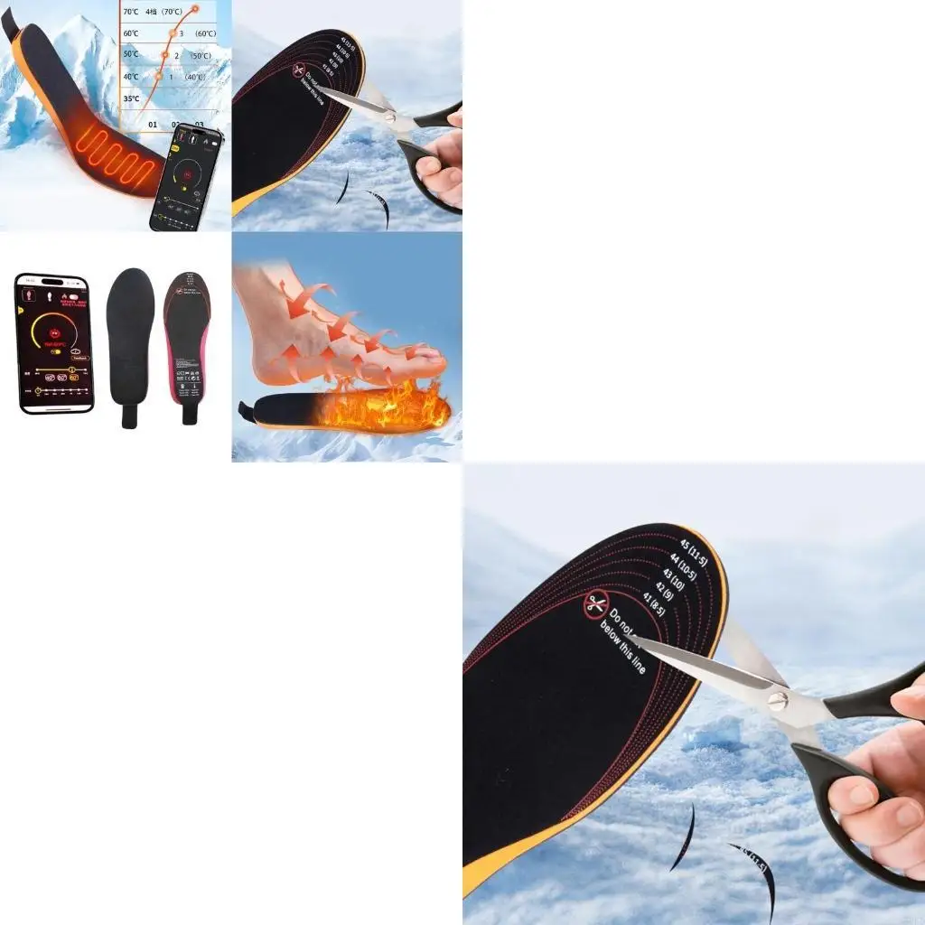 

Unisex Electric Heated Insoles, Washable and Cuttable Electric Shoe Pad Winter Foot Warmer for Women Man Outdoor Sports