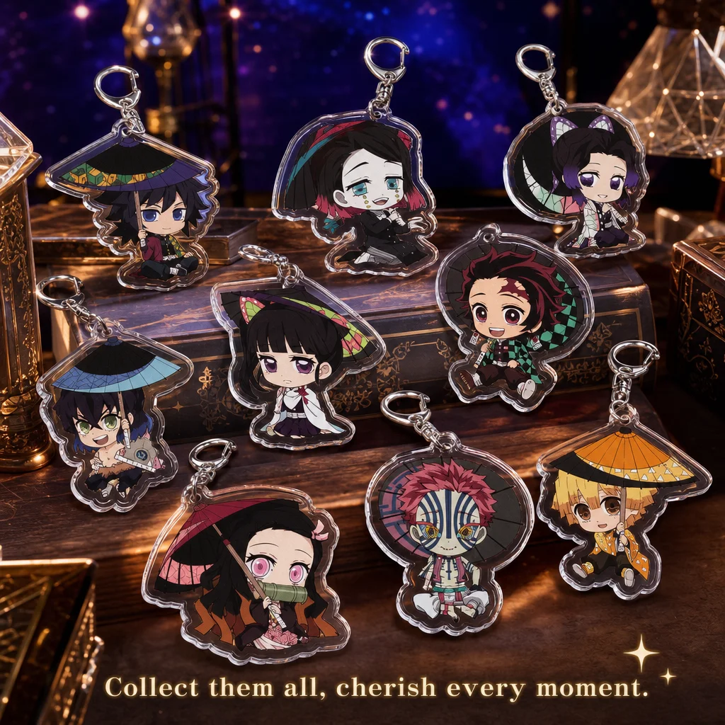 Cute Anime Acrylic Keychain Demon Slayer Nezuko Kamado Tanjiro Kamado Zenitsu Agatsuma Pendant Charm Keyring For Bag Decoration