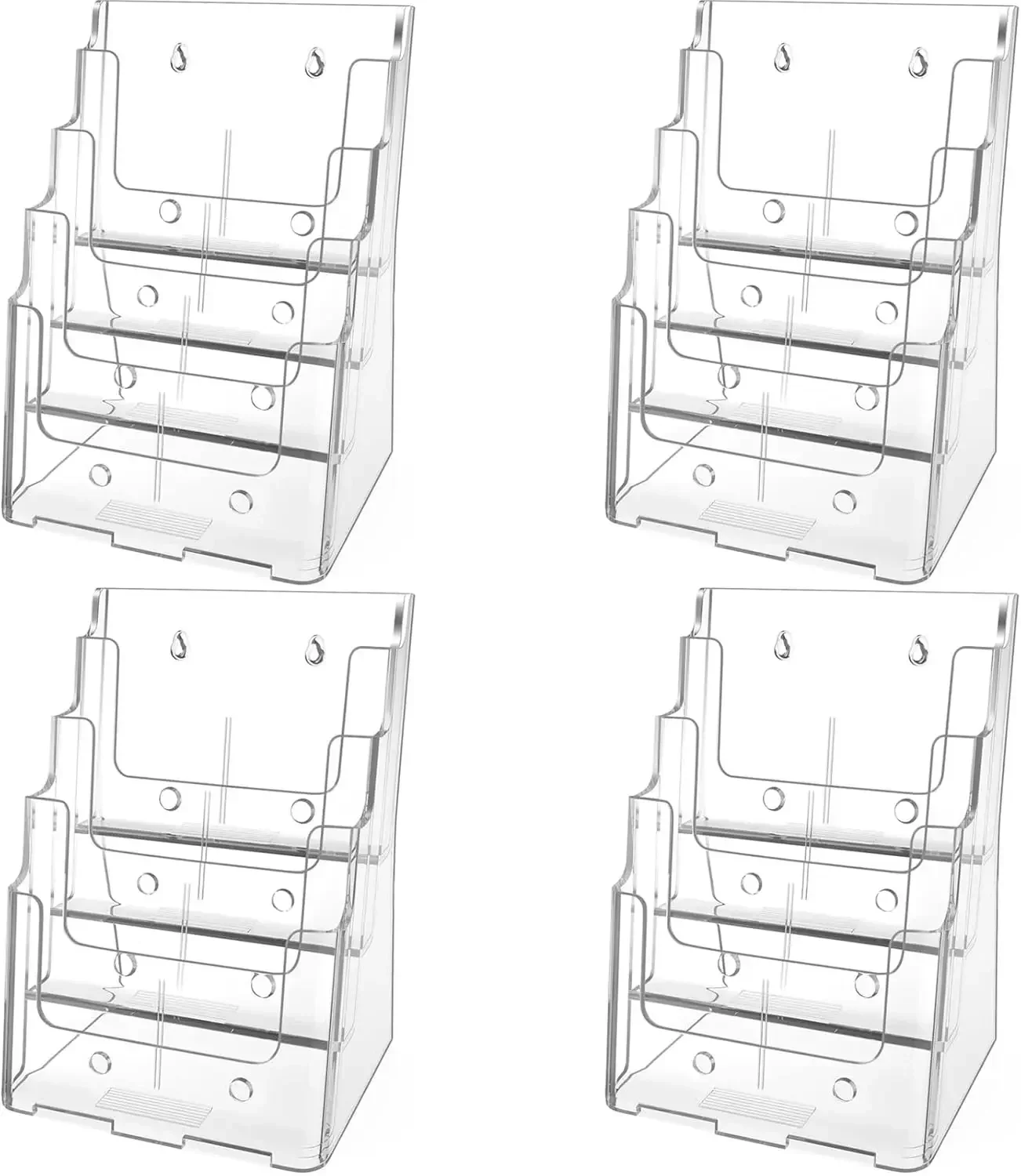 

MaxGear Acrylic Brochure Holder 8.5 x 11 inch, 4 Tier Clear Literature Organizer Magazine Stand Display with Removable Divider f