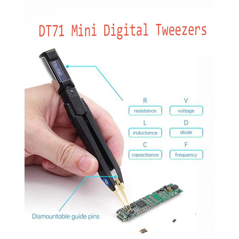 DT71 Digital Smart Tweezers Portable LCR/ESR Mini Meter Signal Generator Debugging Repairing Tool OLED Display Smart Smd Tester