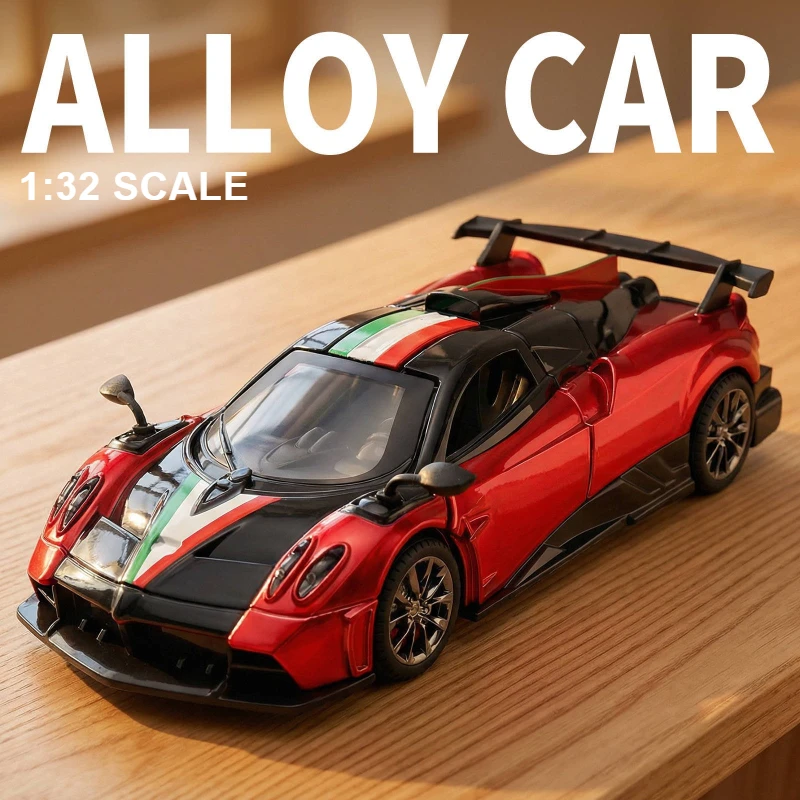 

Машинка-модель Huayra Imola Supercar 1:32 из сплава, со звуком и светом, откатывающаяся, для детей, подарок
