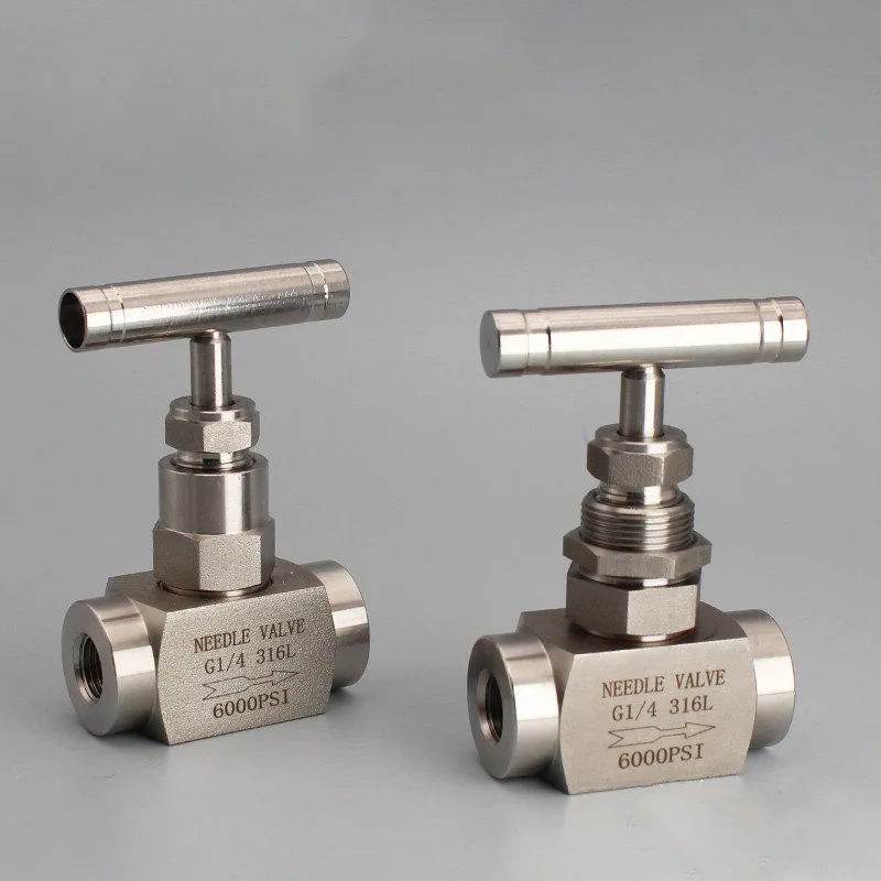 S304 316 Stainless Steel Needle Valve Female Thread BSPP NPT High Pressure (6000Psi) Panel Mounting Available1/8