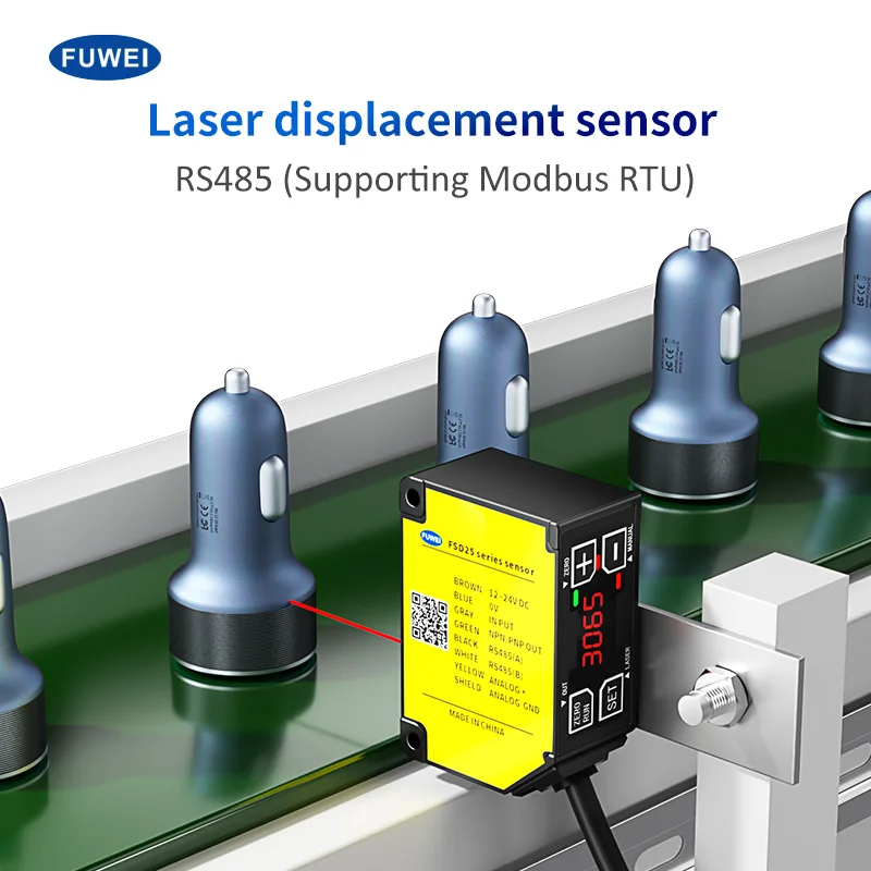 FUWEI FSD25 LED Digital Screen Laser Displacement Measurement Sensor Analog Voltage 0-10V High Precision 0.01mm Measurement