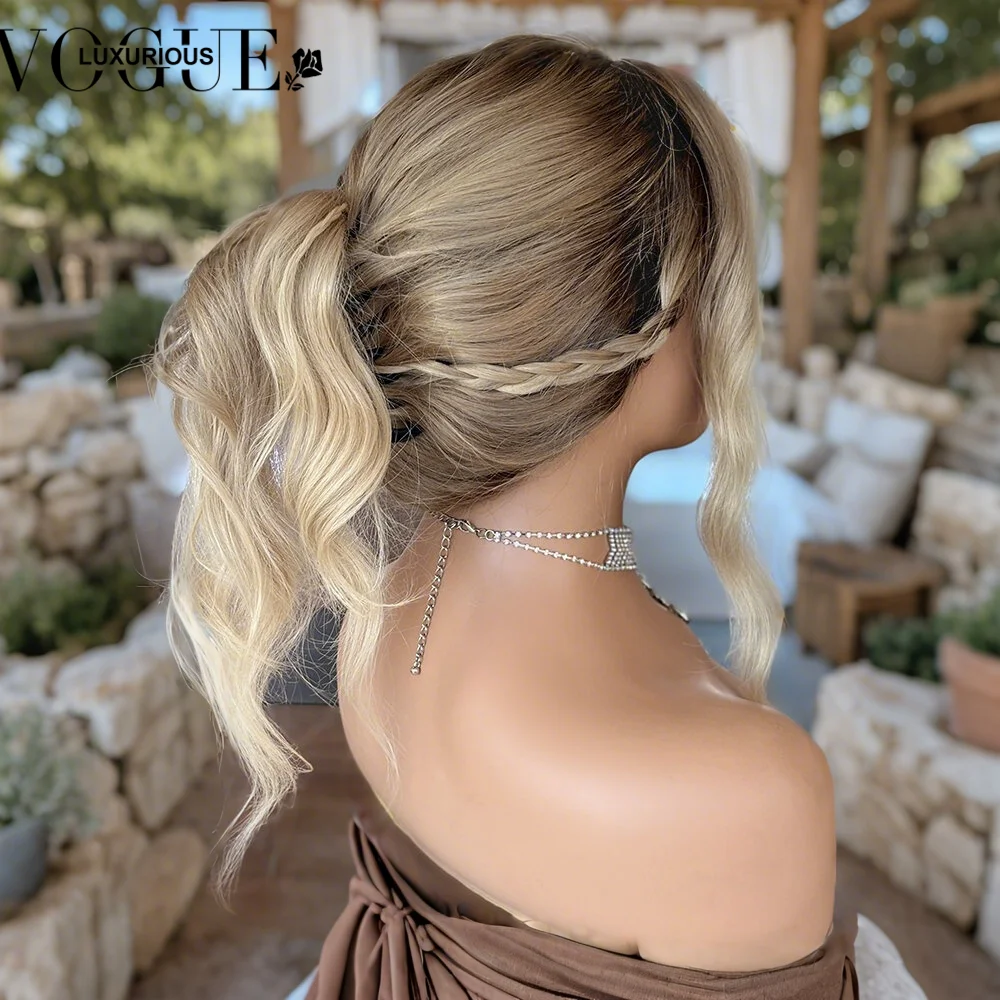 Flaxen Blonde Ombre Hightlight Lace Front Wig Human Hair 200% Density Pre Plucked Transparent Lace Frontal Remy Human Hair Wigs