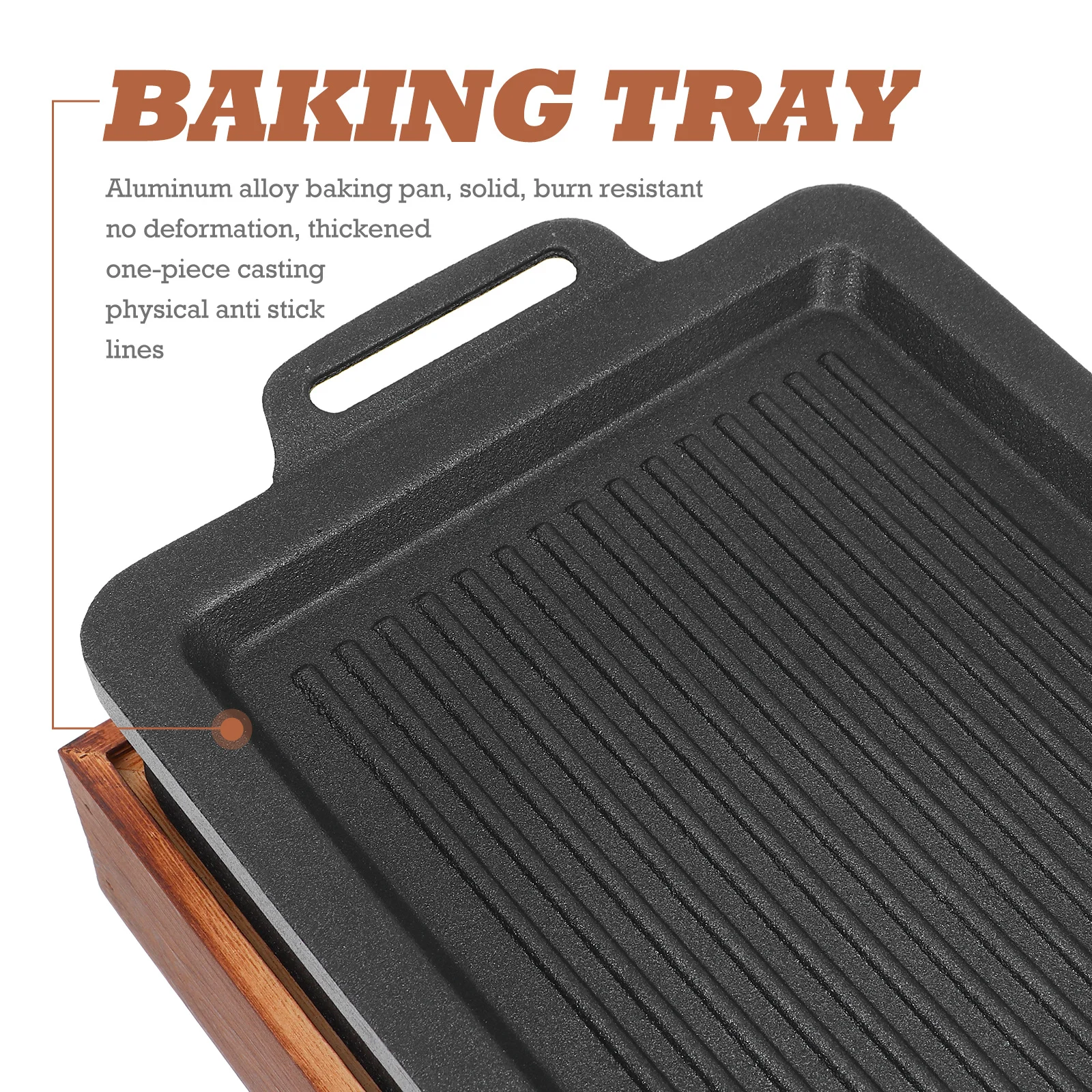 

1Pcs Aluminum Non-Stick Grill Thick Double Handle Perfect for Home Outdoor Barbecue Teppanyaki Steak Plate