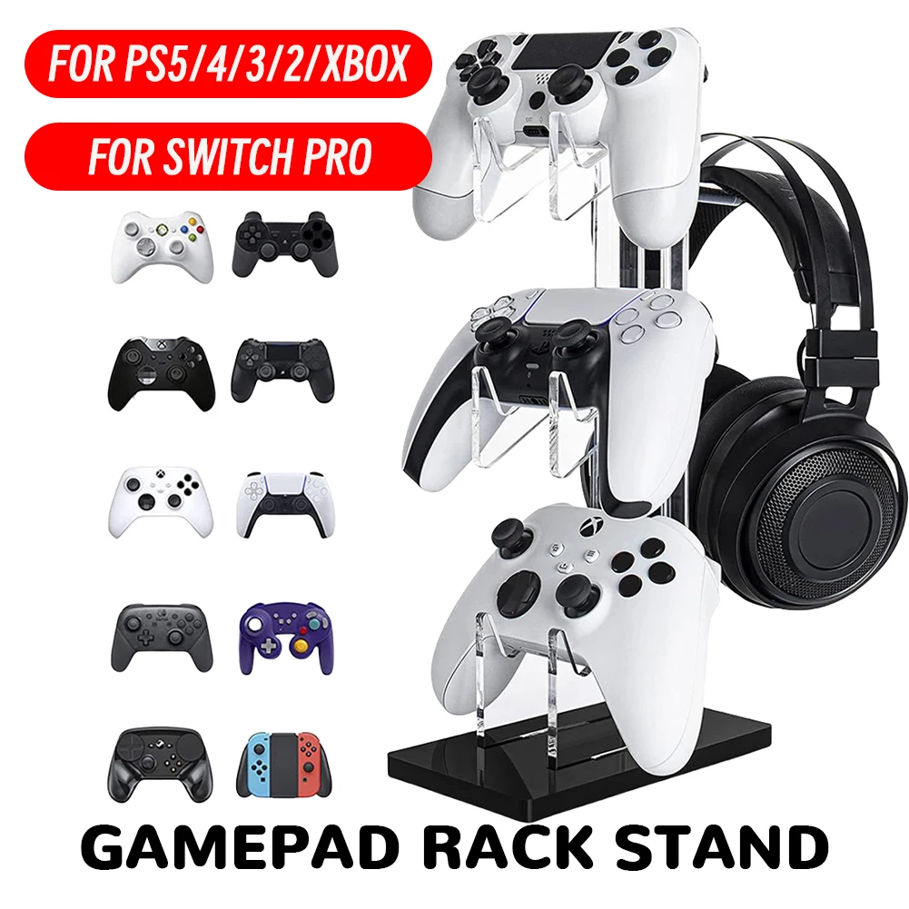 Floor Stand Gamepad Display Holder Universal 3 Tier Controller Holder Headset Stand for PS5/PS4/PS3/PS2/Xbox for Switch Pro