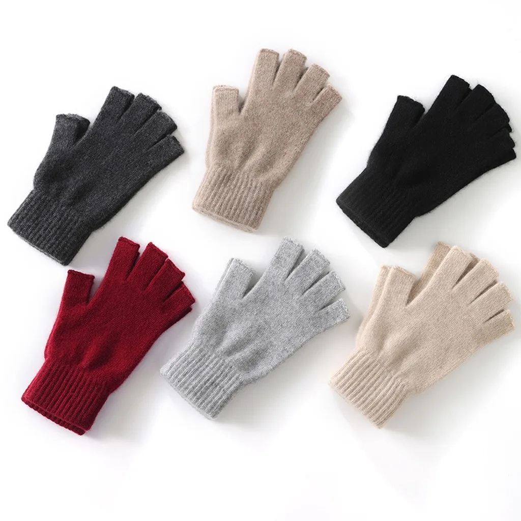 Cold Weather Gloves Cold Resistant Knit Hand Warmers Cashmere Gloves Fingerless Half Finger Gloves For Winter Women Daily Use