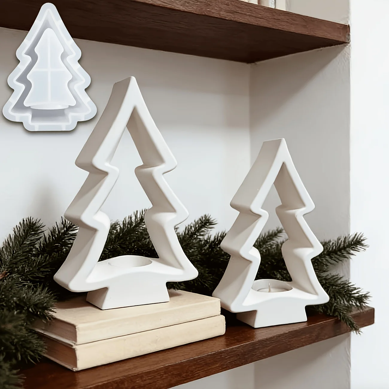 1/2-piece Christmas Tree Candle Mold Set, suitable for making plaster candle holders, resin candle holders,  and Christmas gifts