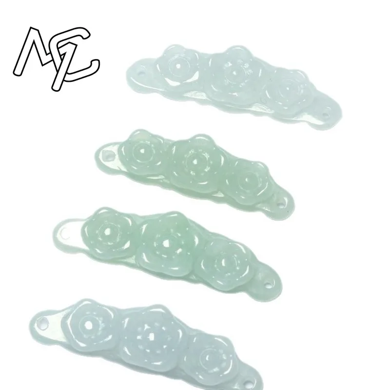 1pc Natural Jadeite Emerald Flower Hand Card DIY Accessories Luxury Jewelry Fashion Jewelry Exquisite Real Charms Gift Women Men view 5